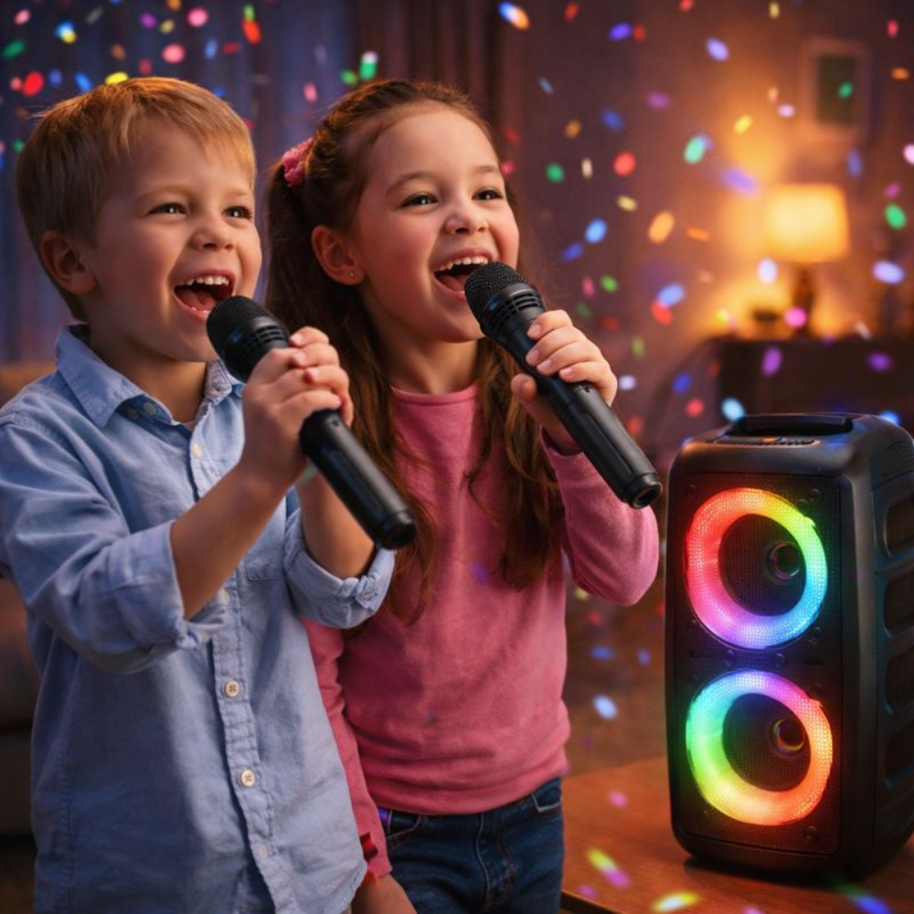Mașină de karaoke cu microfoane fără fir și difuzor portabil