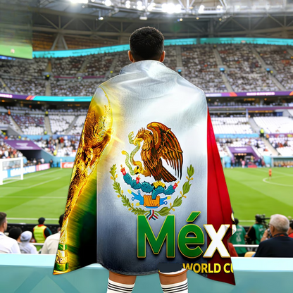 Capa México Bandeira Vestível para Fãs de Futebol Jogos