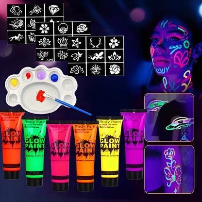 Fodbold UV Glow Body Paint Sæt Neon Ansigt