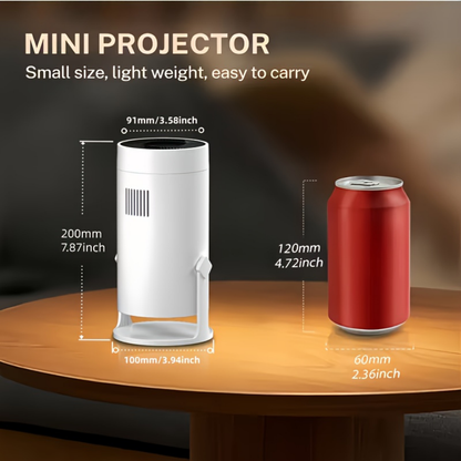 Bærbar Mini Projektor 1080P Trådløs Streaming 180° Rotation