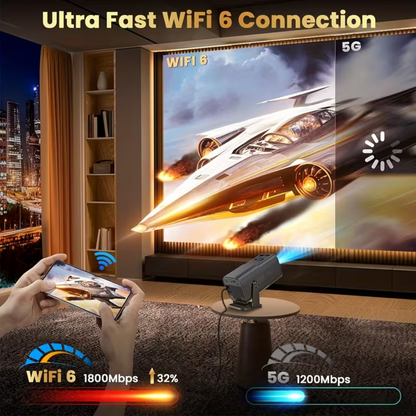 Smart Mini Beamer 1080P Streaming Kabellos Tragbares Heimkino