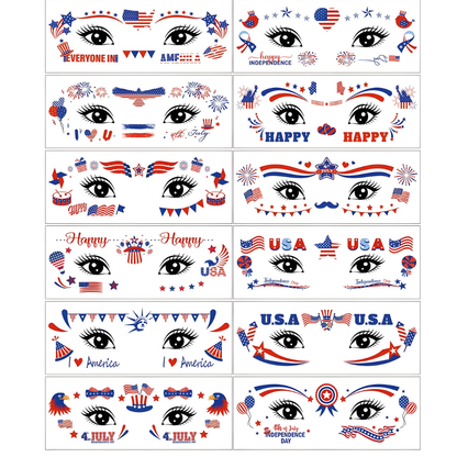 Verdensmesterskab Ansigtsmaling Klistermærker Vandtæt USA-flag Ansigtsmaling