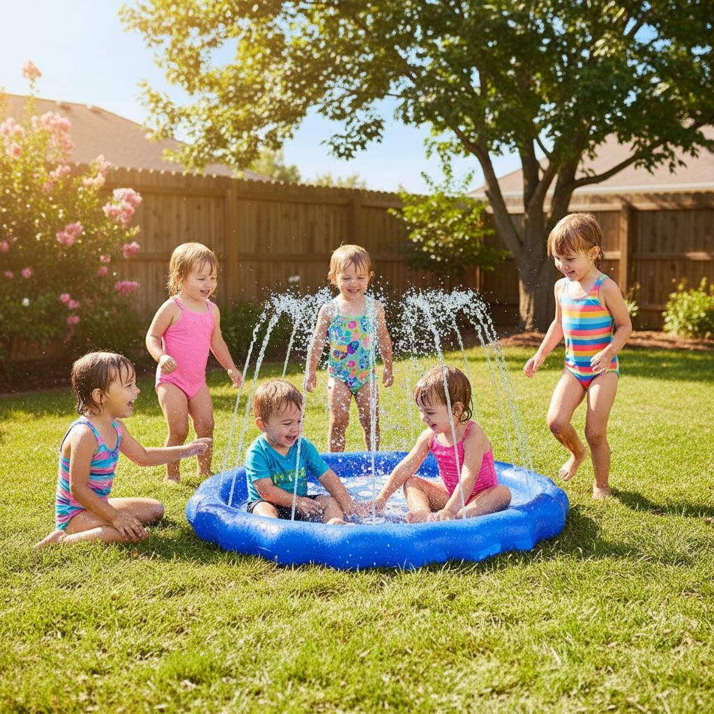 Inflatable Splash Pad Water Play Mat Animal Letters Design - Image 1