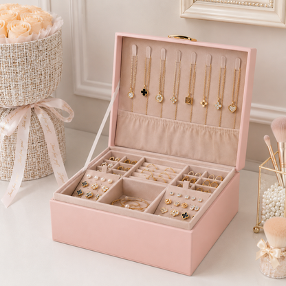 Jewelry Box Organizer Mothers Day 2 Layer Storage Case Tray