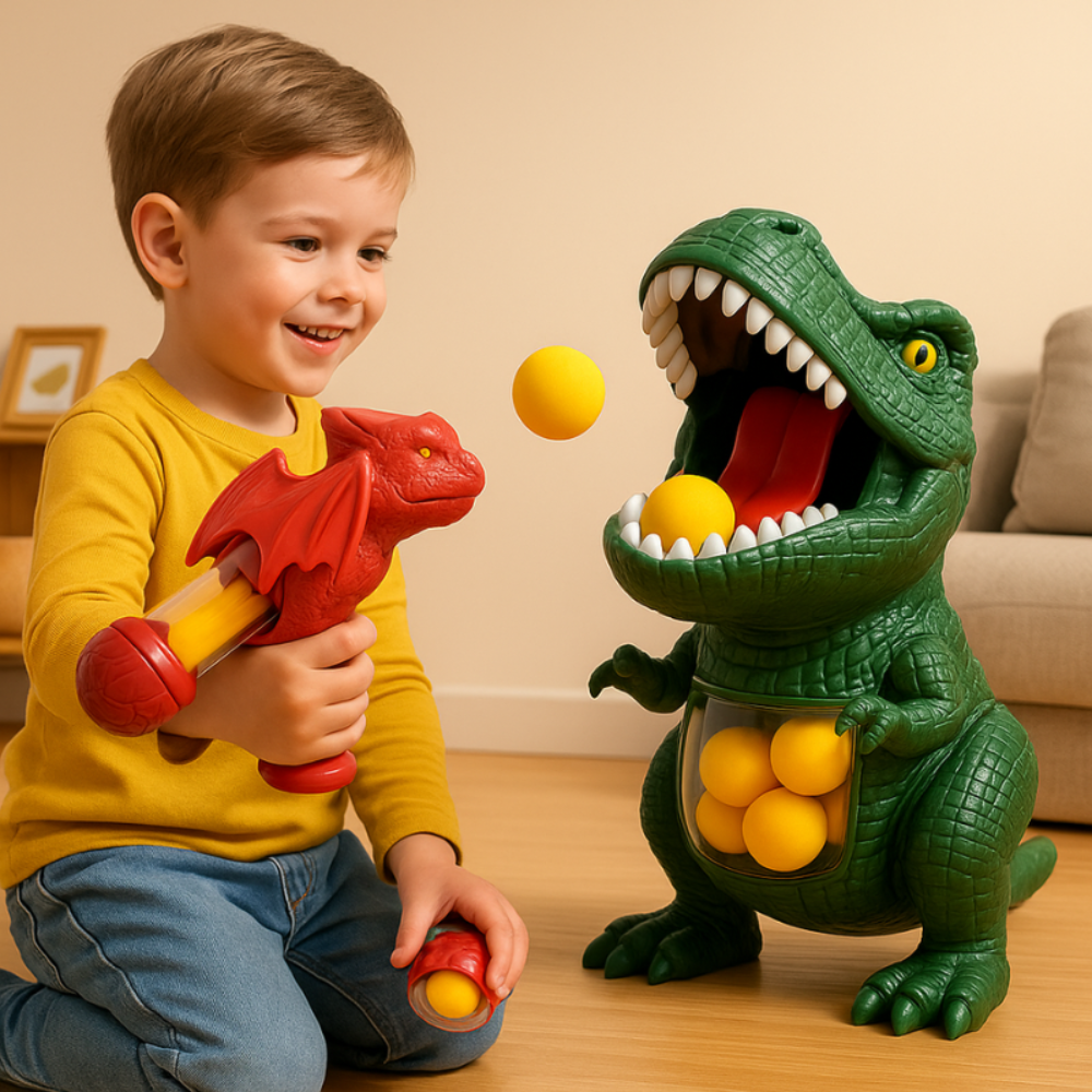 Kids Dinosaur Toy Interactive Game Foam Shooter Set - Image 1