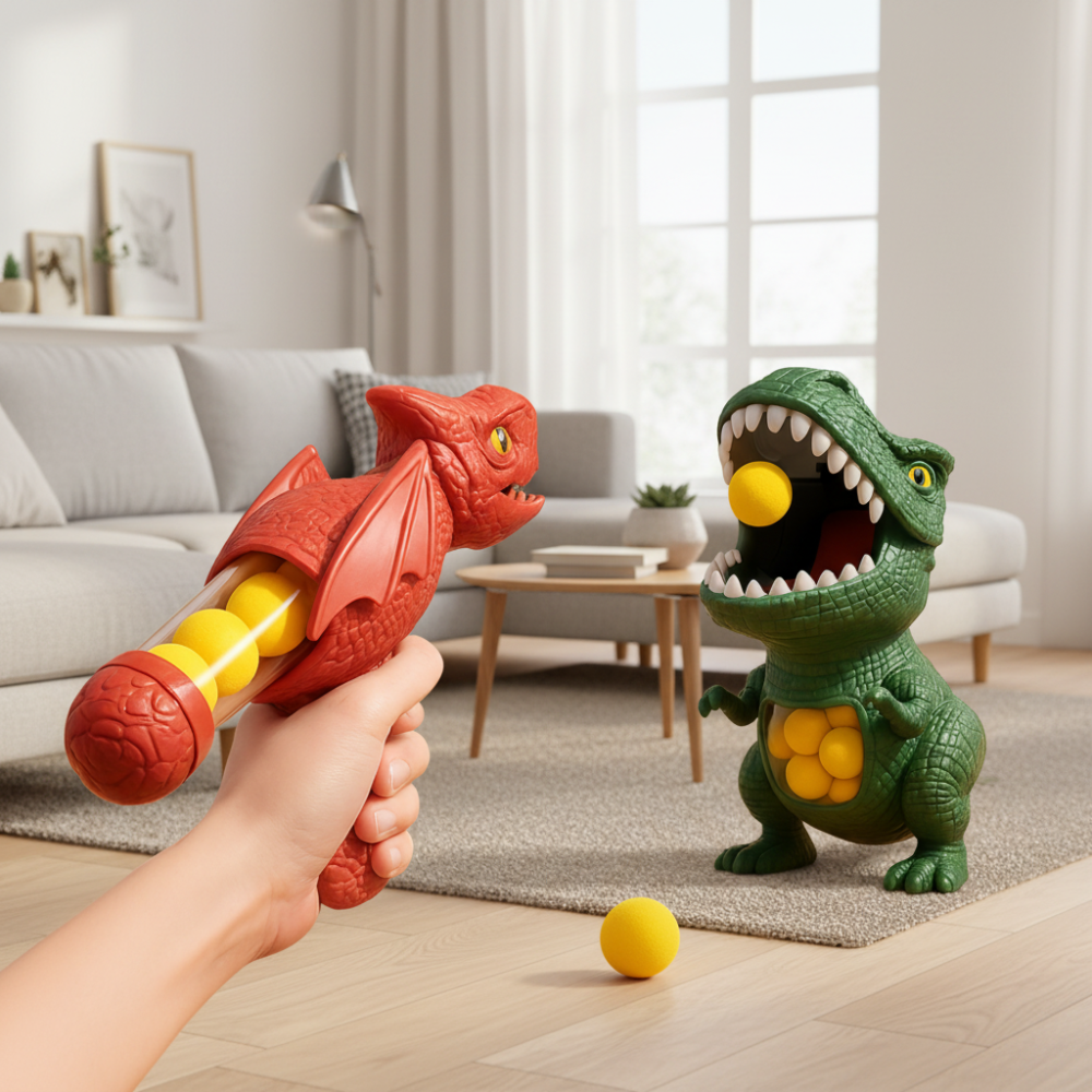 Kids Dinosaur Toy Interactive Game Foam Shooter Set - Image 3