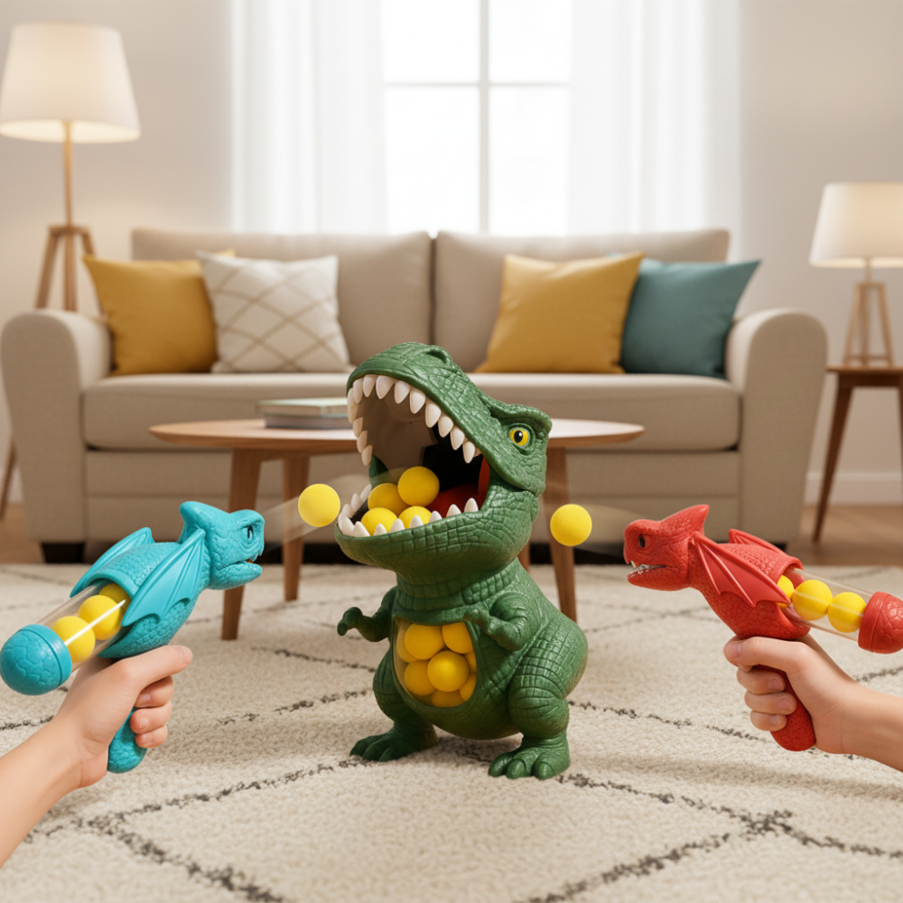 Kids Dinosaur Toy Interactive Game Foam Shooter Set - Image 4