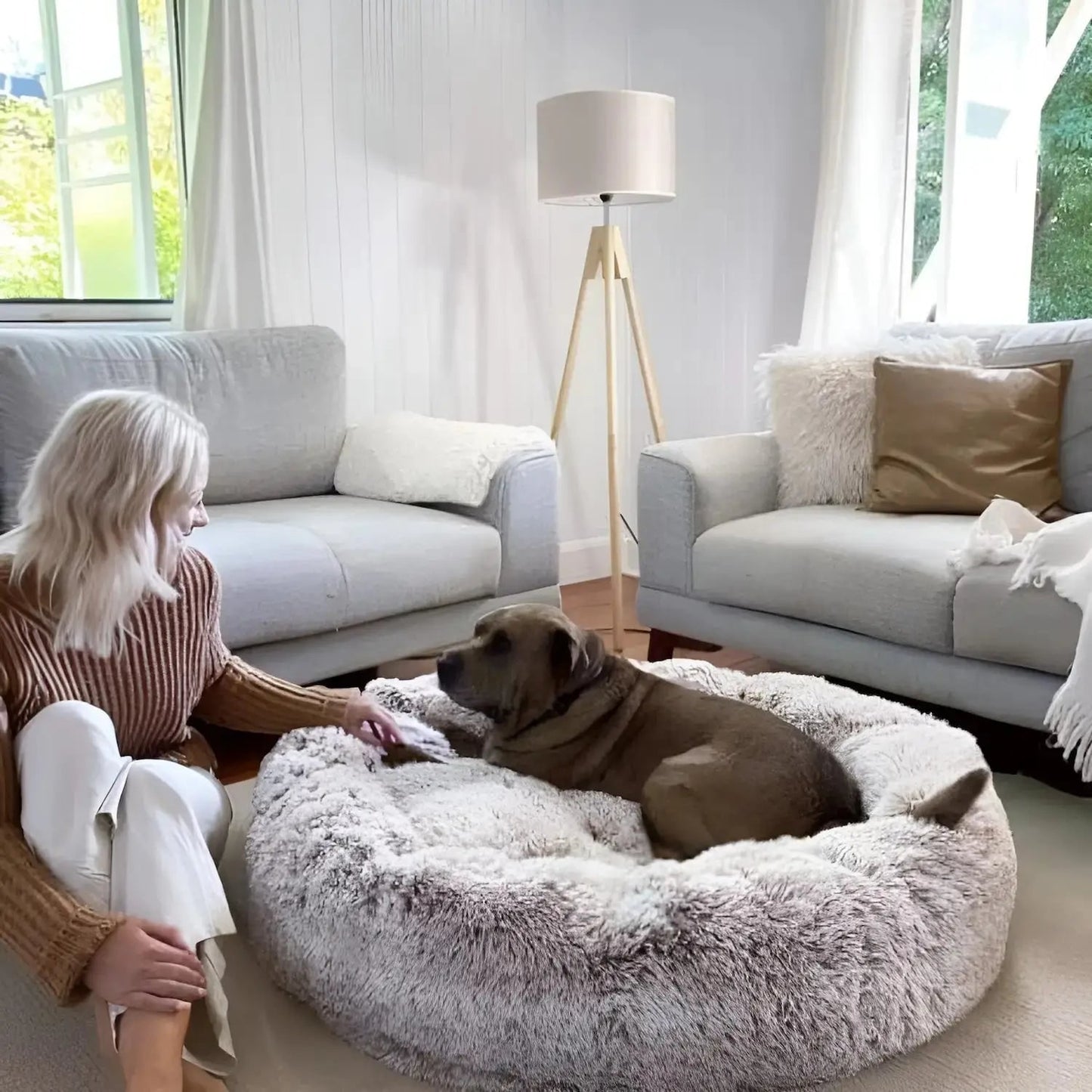 Large Dog Bed Plush Cozy Design Comfortable - Image 3