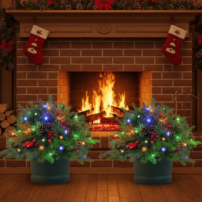 LED Evergreen Urn Filler Festive Holiday Decor - Image 4