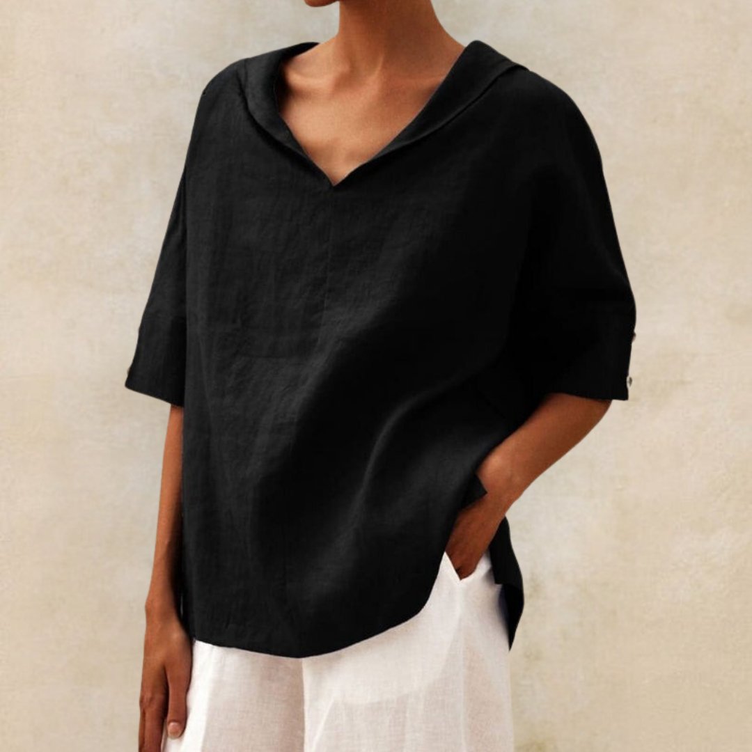 Blusa de Mulher Decote em V Casual de Verão