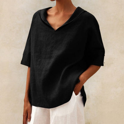 Blusa de Mulher Decote em V Casual de Verão