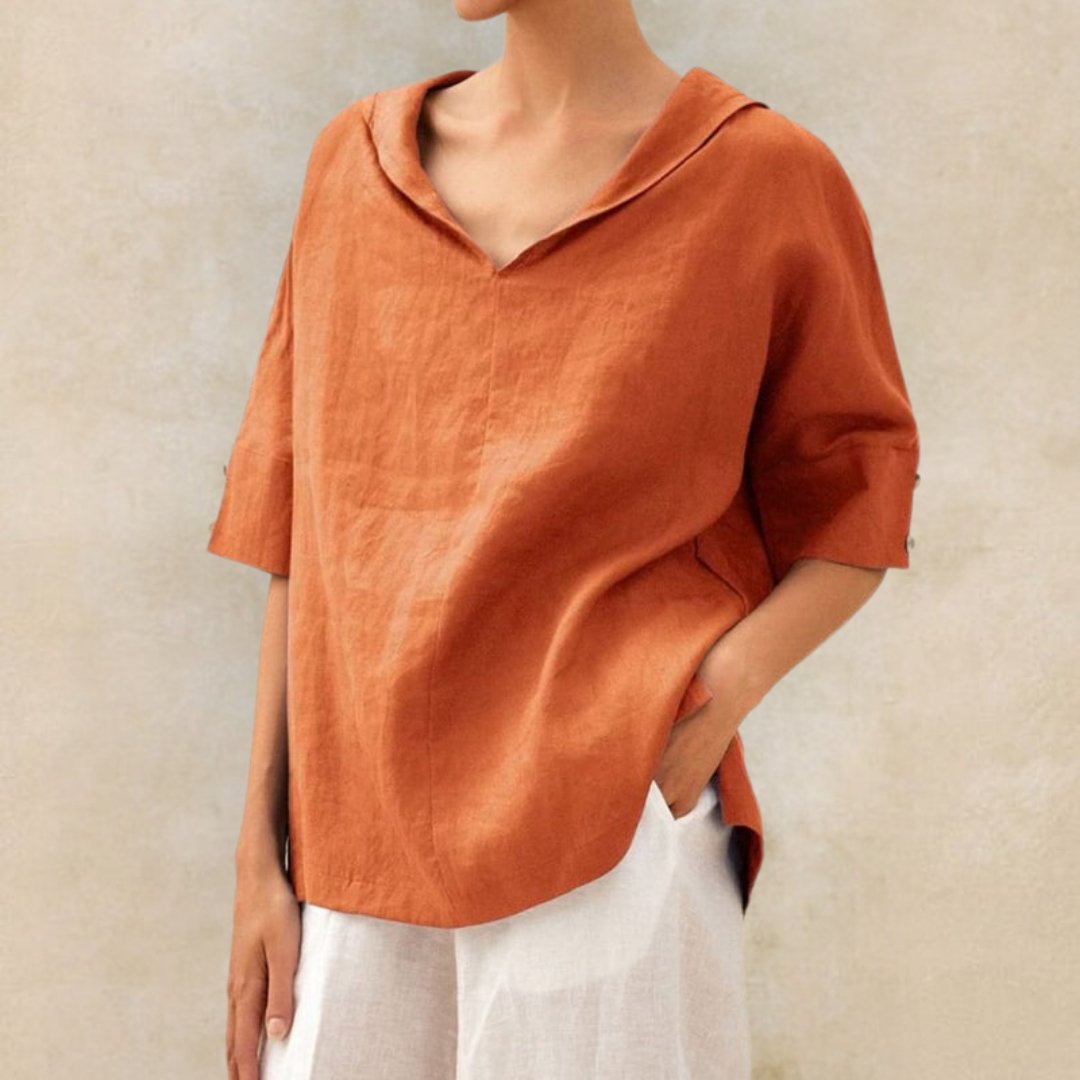 Blusa de Mulher Decote em V Casual de Verão
