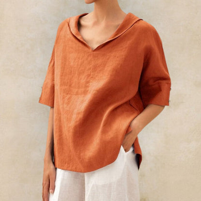 Blusa de Mulher Decote em V Casual de Verão