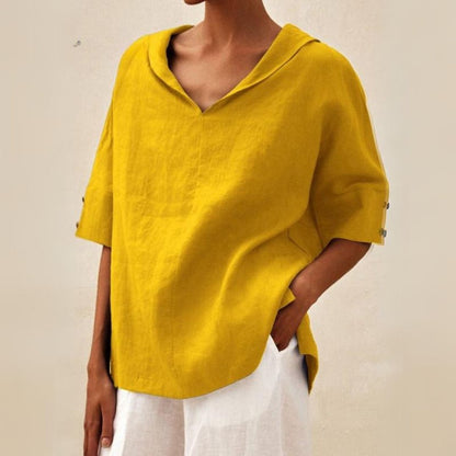 Blusa de Mulher Decote em V Casual de Verão