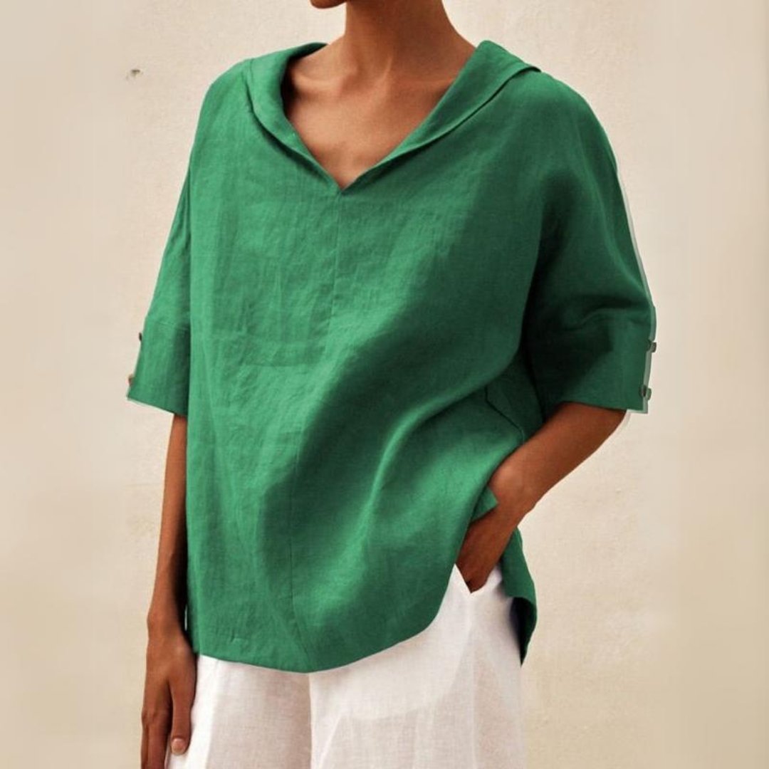 Blusa de Mulher Decote em V Casual de Verão