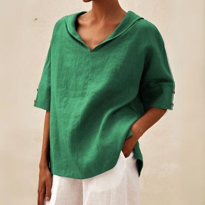 Blusa de Mulher Decote em V Casual de Verão