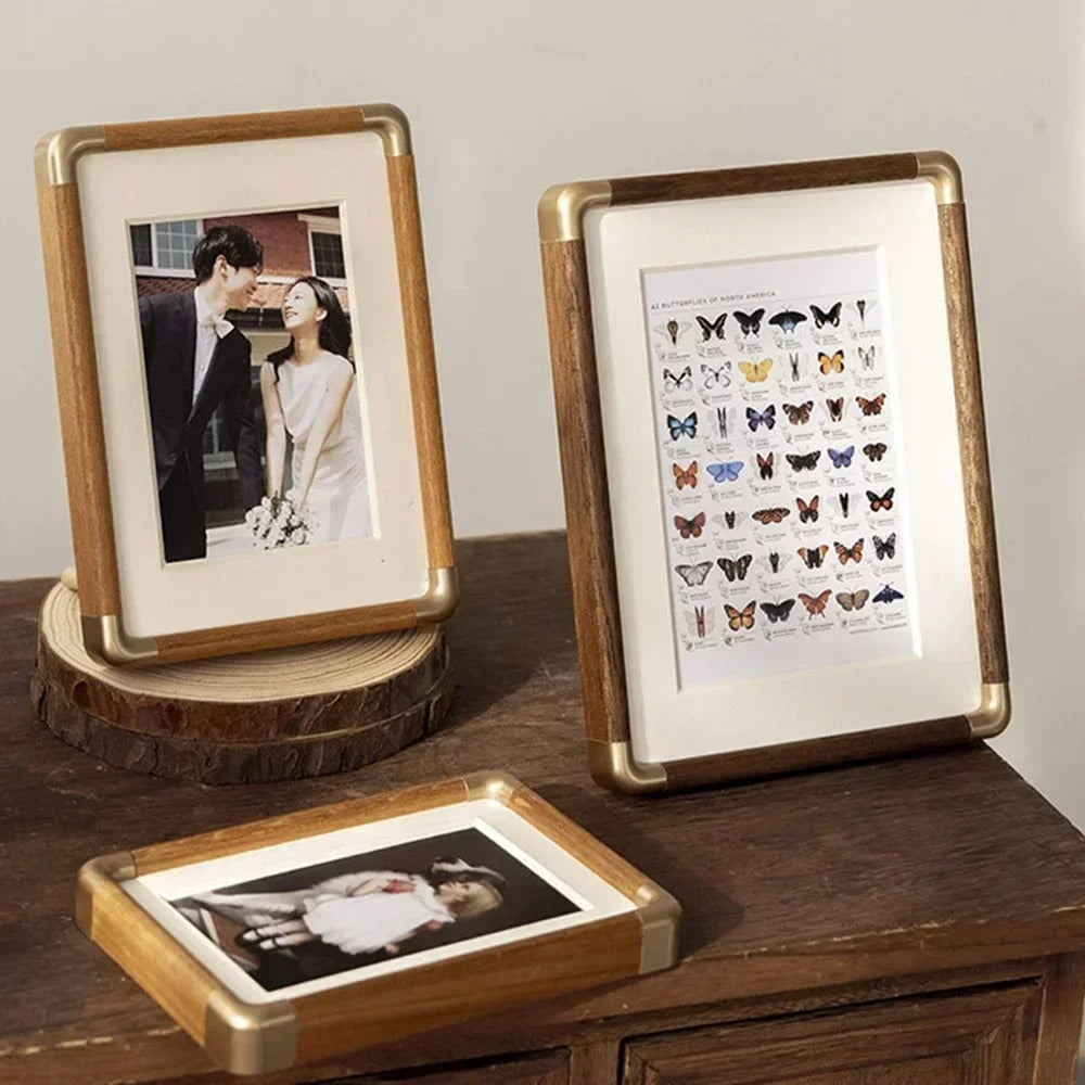 Brooks Tabletop Photo Frame | Vintage Wood & Brass Design