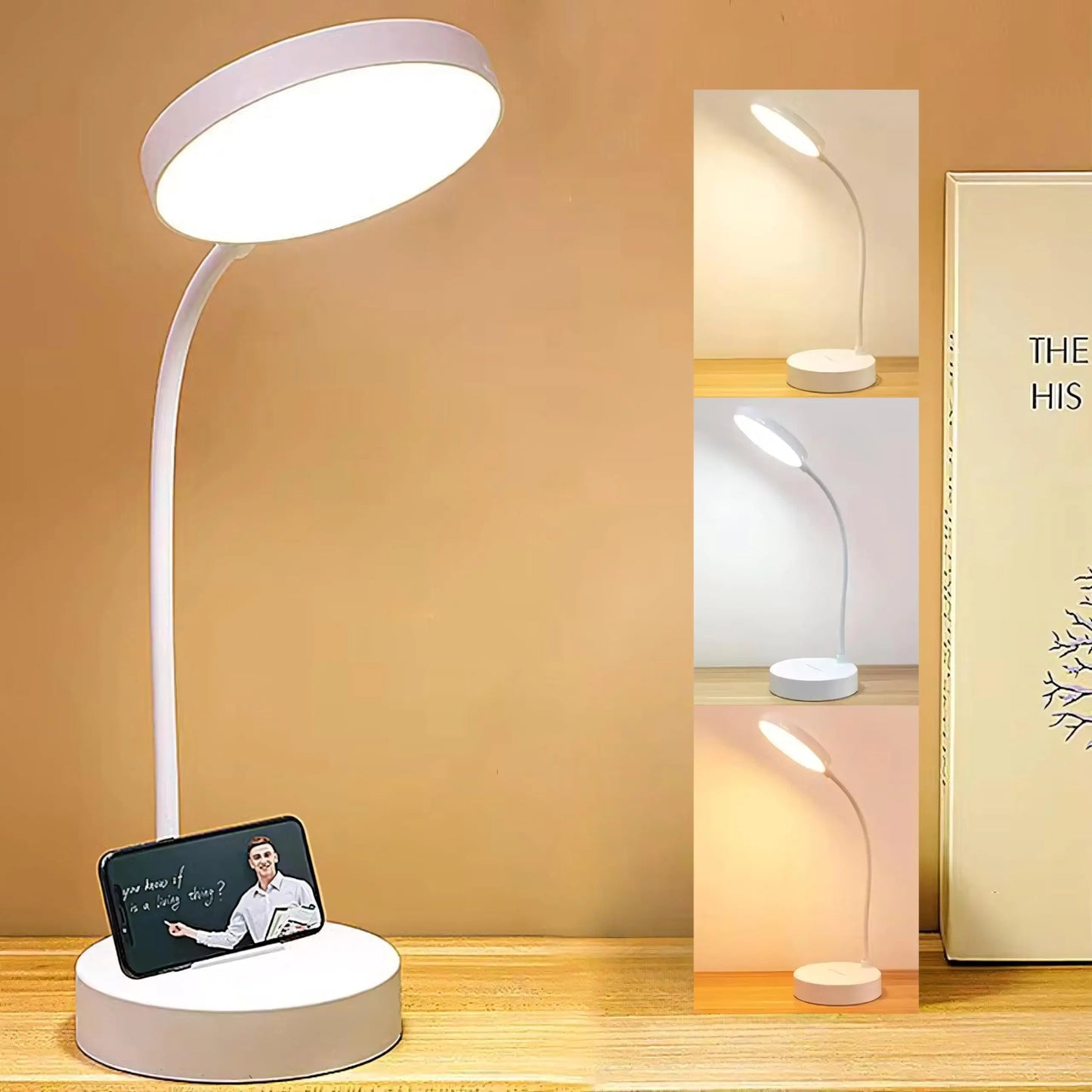 מנורת שולחן LED עם טעינת USB | מנורת קריאה מתכווננת בצורת צוואר ברבור