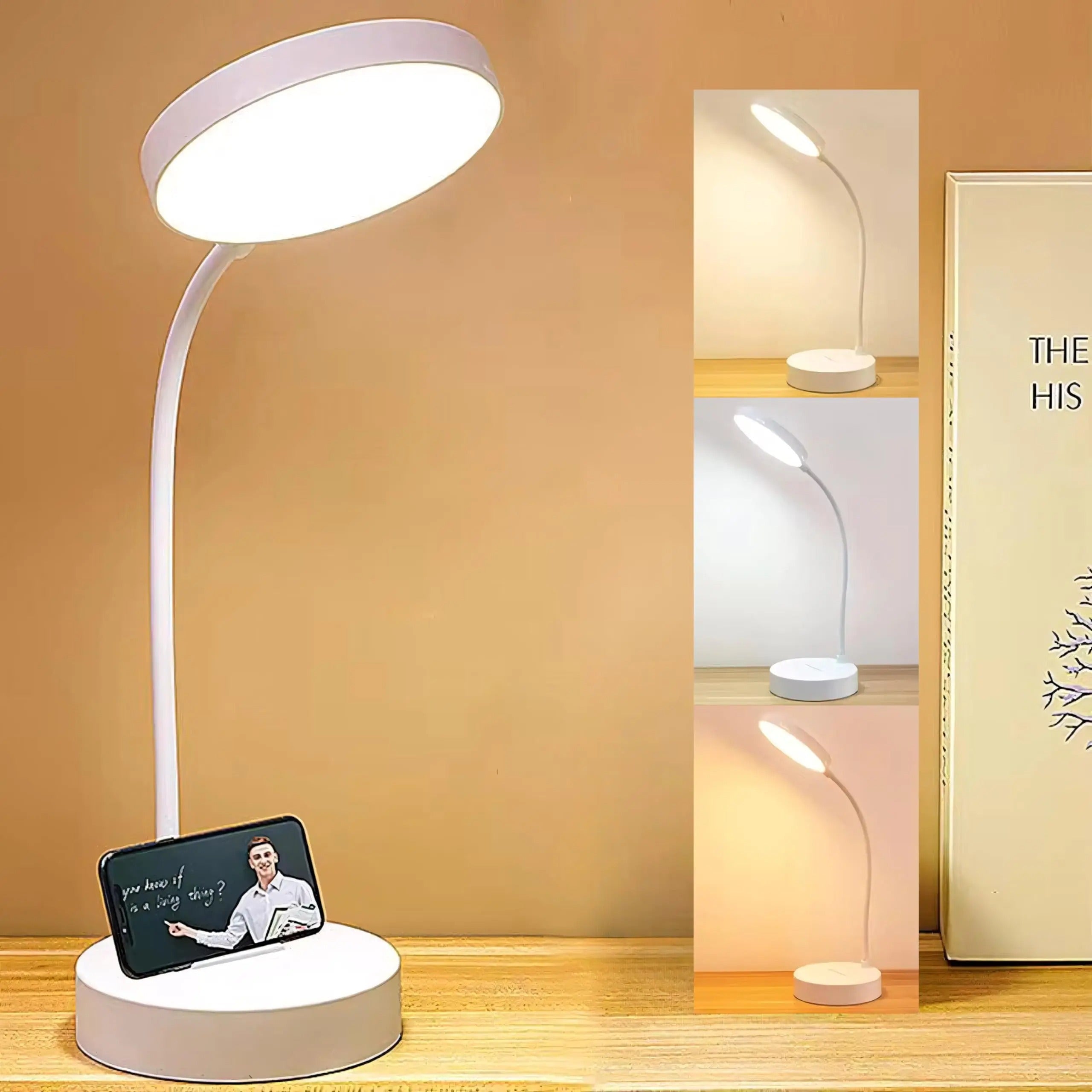 LED Desk Lamp with USB Charging | Adjustable Swan-Neck Reading Light