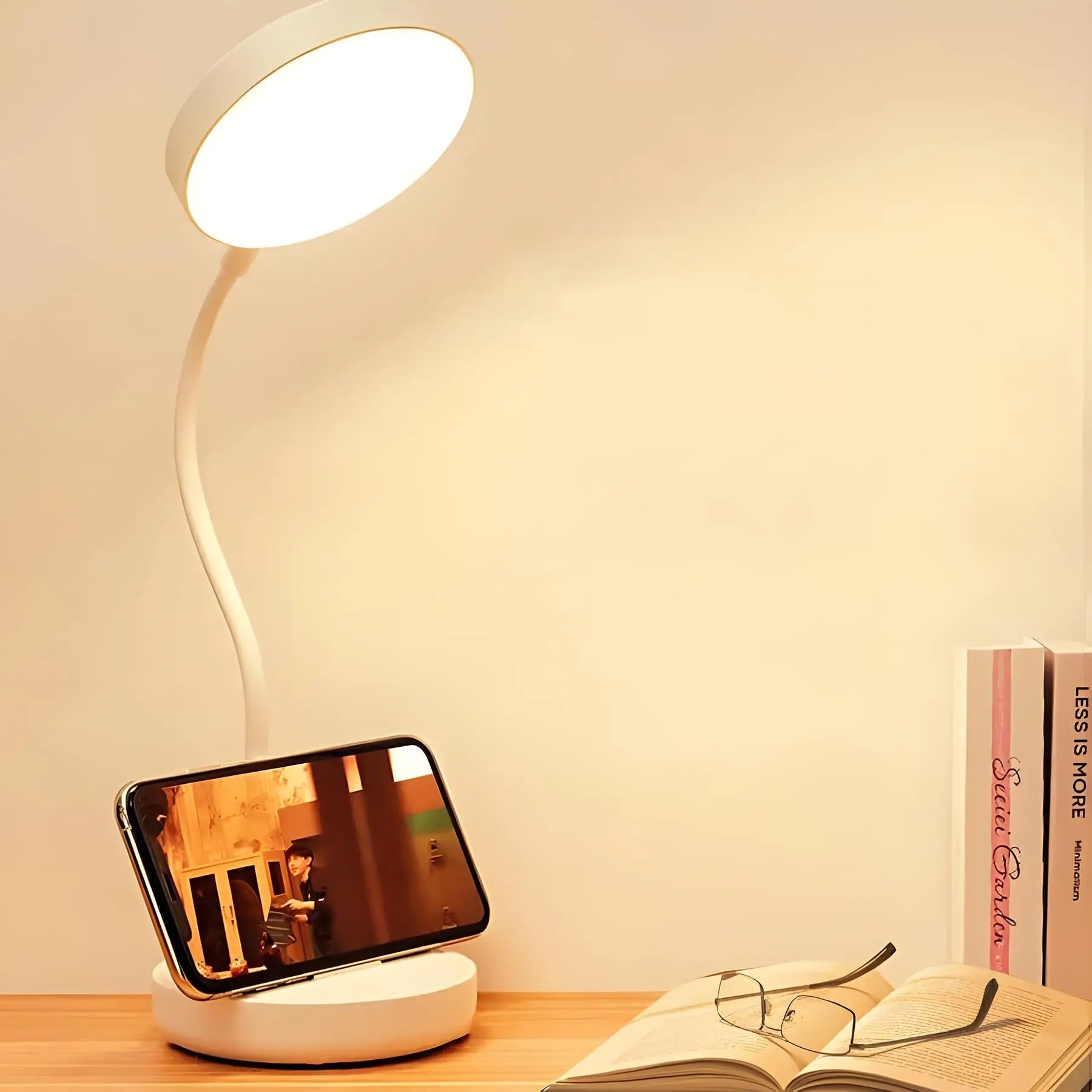 LED Desk Lamp with USB Charging | Adjustable Swan-Neck Reading Light