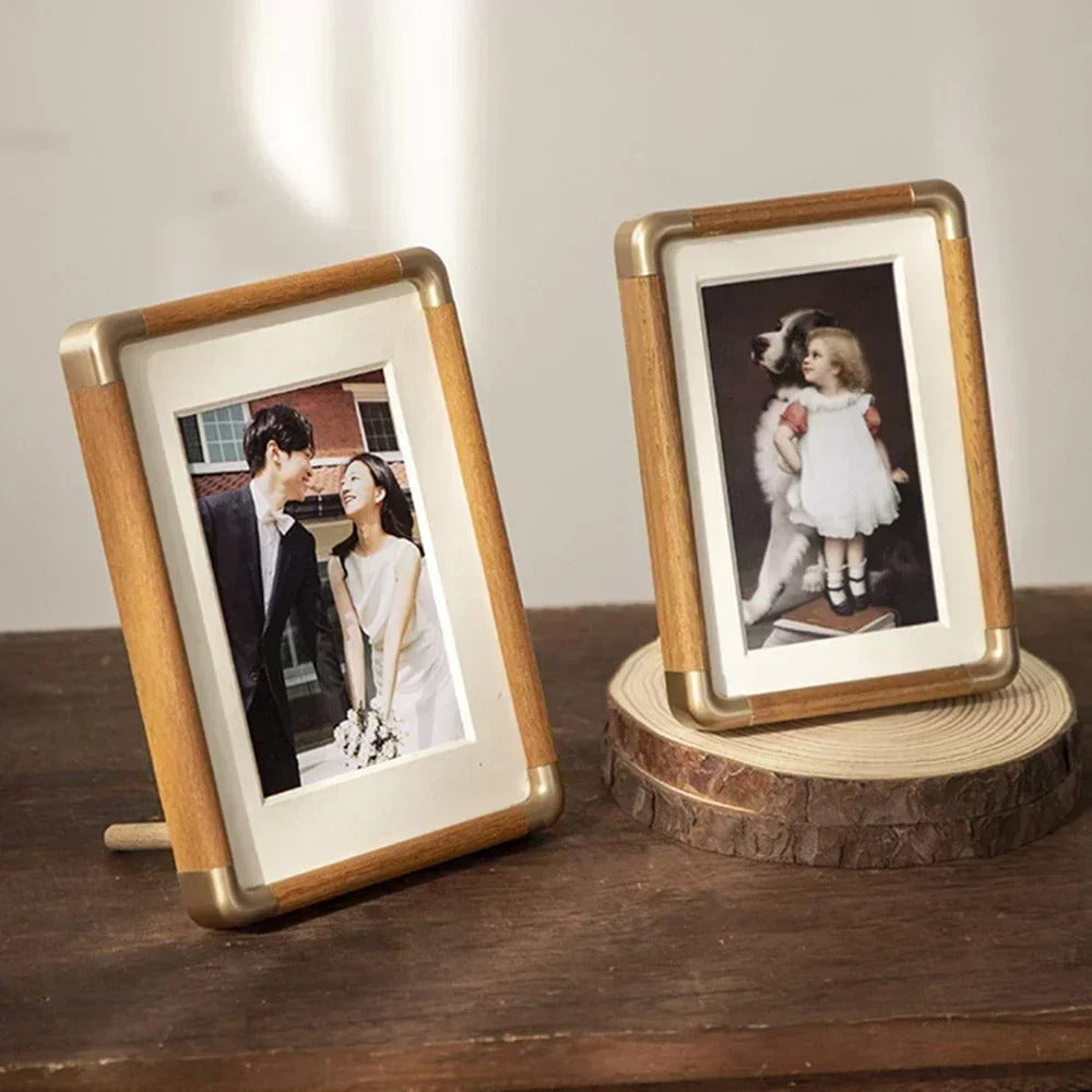 Brooks Tabletop Photo Frame | Vintage Wood & Brass Design