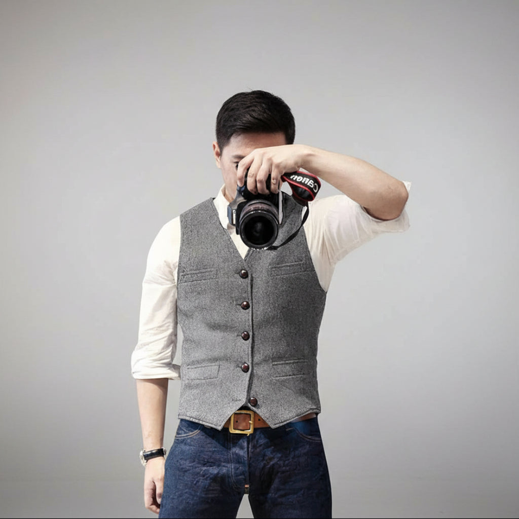 Men's Button-Up Vest Sleeveless Casual | Formal Wear - Image 4