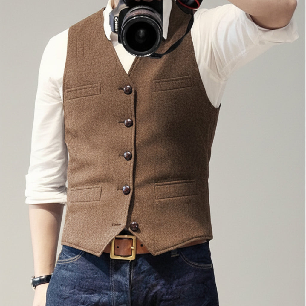 Men's Button-Up Vest Sleeveless Casual | Formal Wear - Image 7