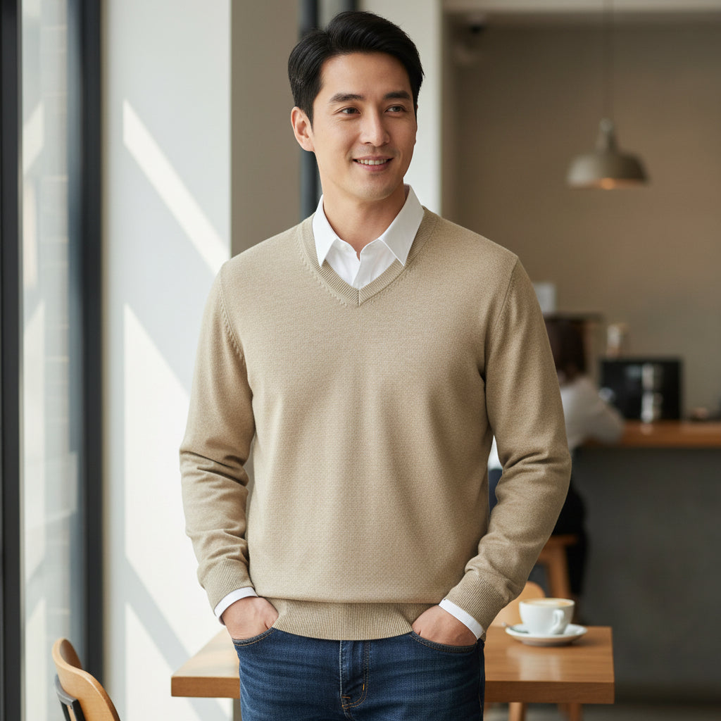Mens Cashmere Sweater Crew Neck Knit Pullover - Image 1