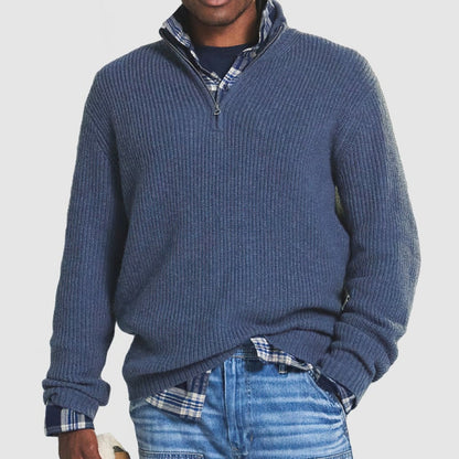 Mens Crew Neck Zipper Sweater Modern Design | Business Casual - Image 1