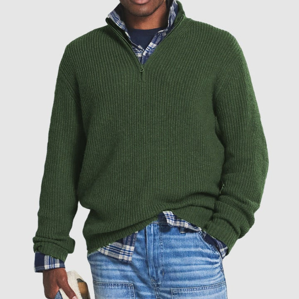 Mens Crew Neck Zipper Sweater Modern Design | Business Casual - Image 3