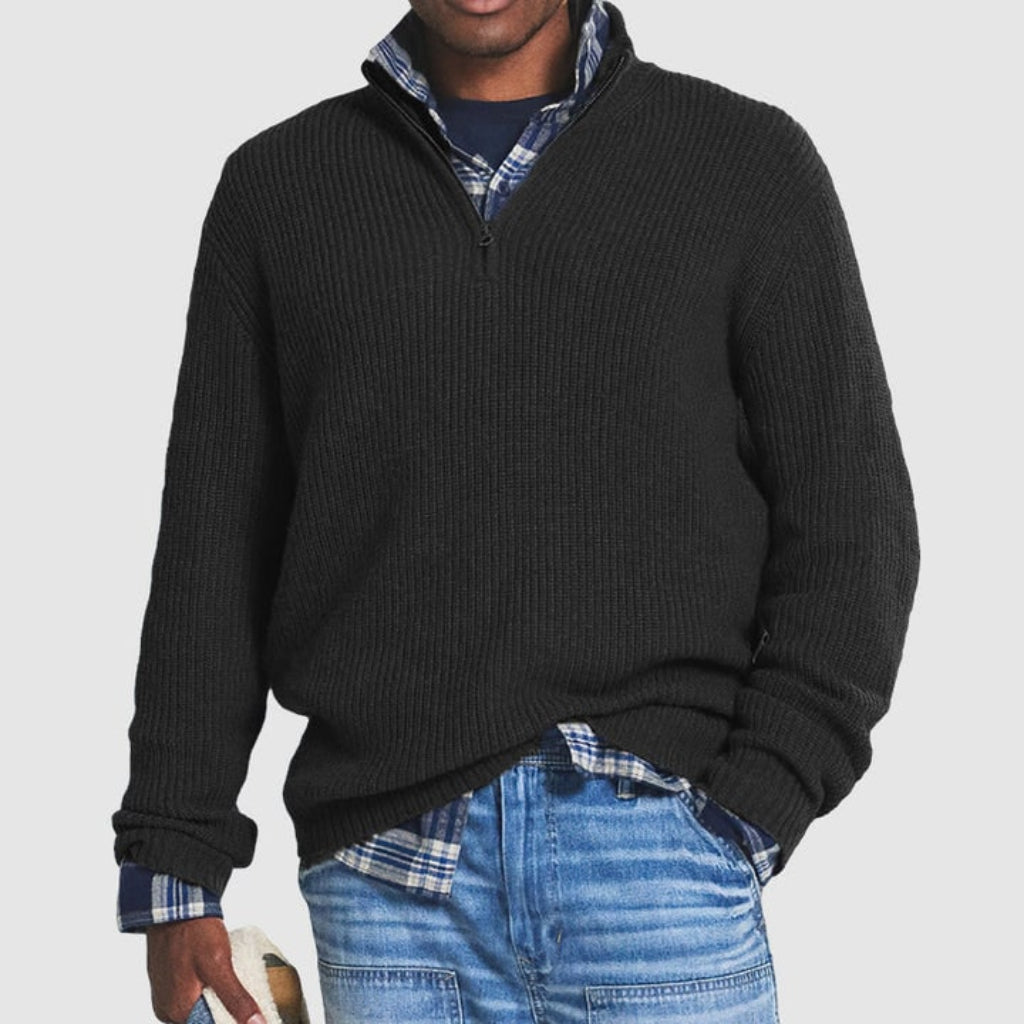 Mens Crew Neck Zipper Sweater Modern Design | Business Casual - Image 4