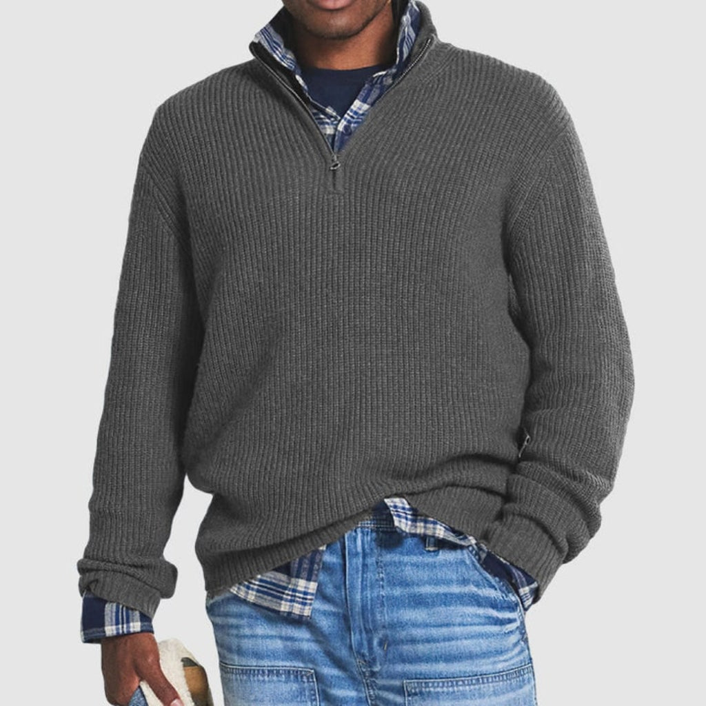 Mens Crew Neck Zipper Sweater Modern Design | Business Casual - Image 5