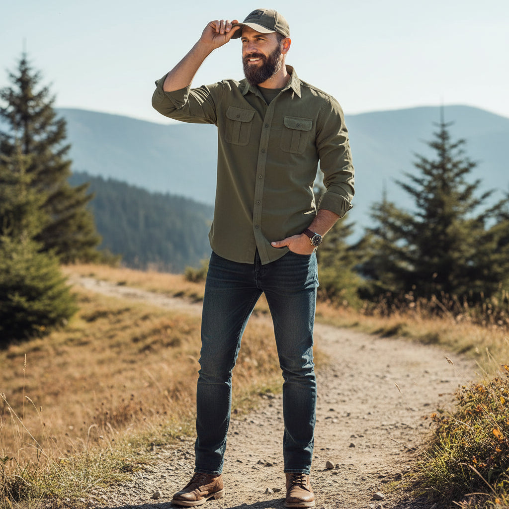 Mens Dress Shirt Button Up Casual Buttoned Collar - Image 3