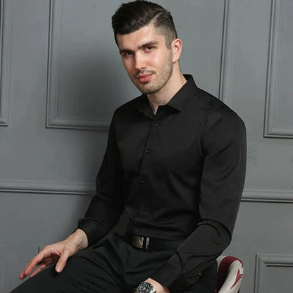 Mens Dress Shirt Stretch Fit Long Sleeve Button Up Design - Image 4