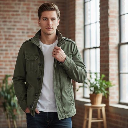 Mens Jacket Zip Up Casual Stylish Outerwear - Image 1