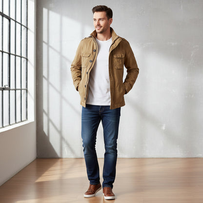 Mens Jacket Zip Up Casual Stylish Outerwear - Image 2