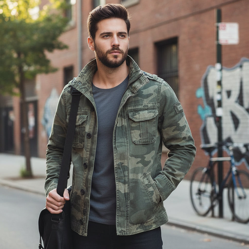 Mens Jacket Zip Up Casual Stylish Outerwear - Image 3
