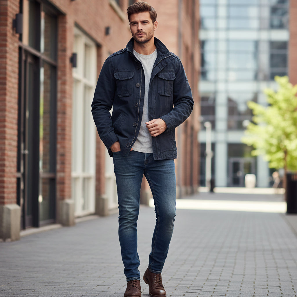 Mens Jacket Zip Up Casual Stylish Outerwear - Image 5