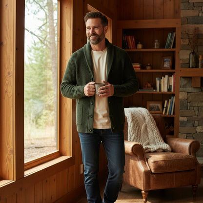 Men's Knitted Cardigan Shawl Collar | Layering - Image 1