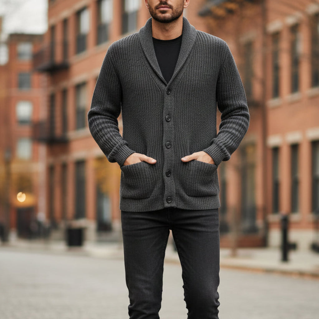 Men's Knitted Cardigan Shawl Collar | Layering - Image 4