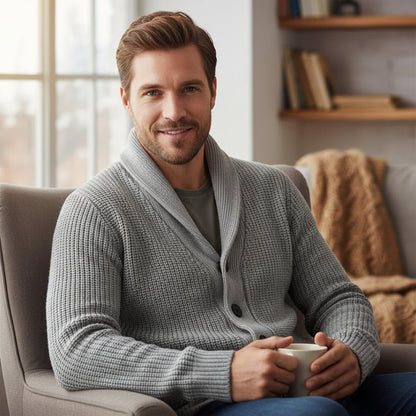 Men's Knitted Cardigan Shawl Collar | Layering - Image 5