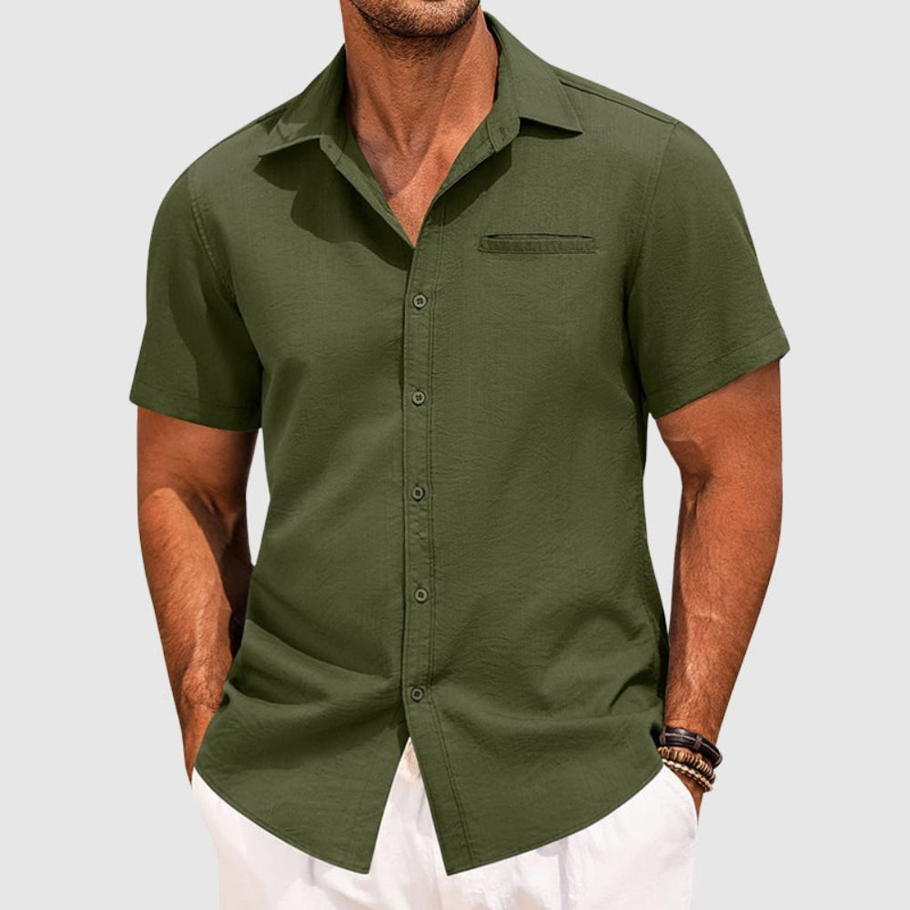 Men's Short Sleeve Button-Up Shirt Casual | Summer Wear - Image 1