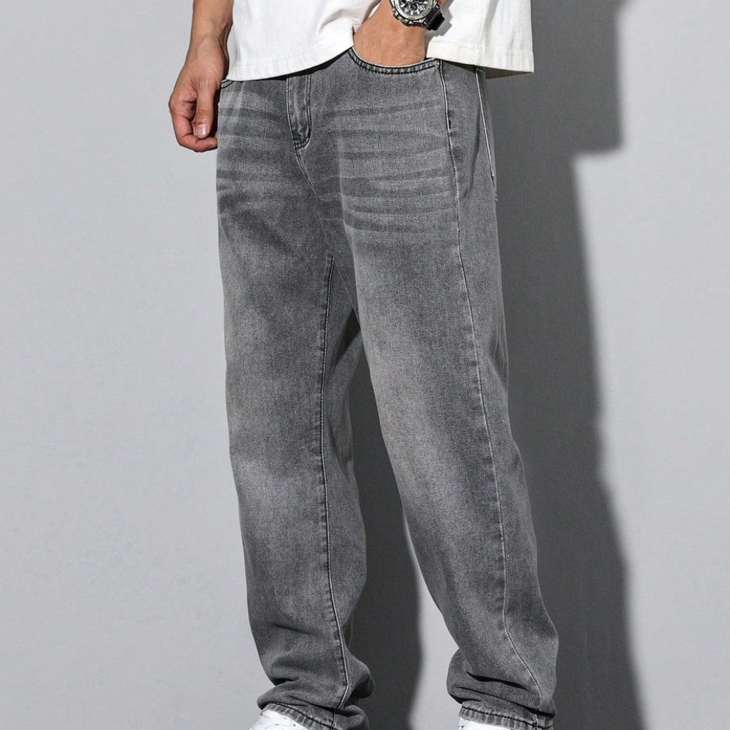Men's Straight Leg Washed Jeans | Casual Wear - Image 7