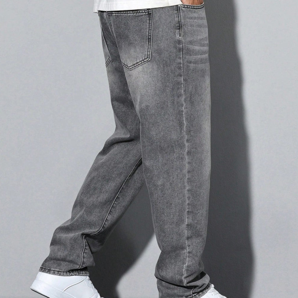Men's Straight Leg Washed Jeans | Casual Wear - Image 9