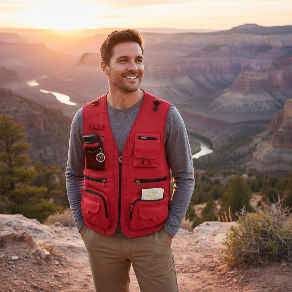 Mens Summer Vest Multi Pocket Outdoor | Travel Vest - Image 1