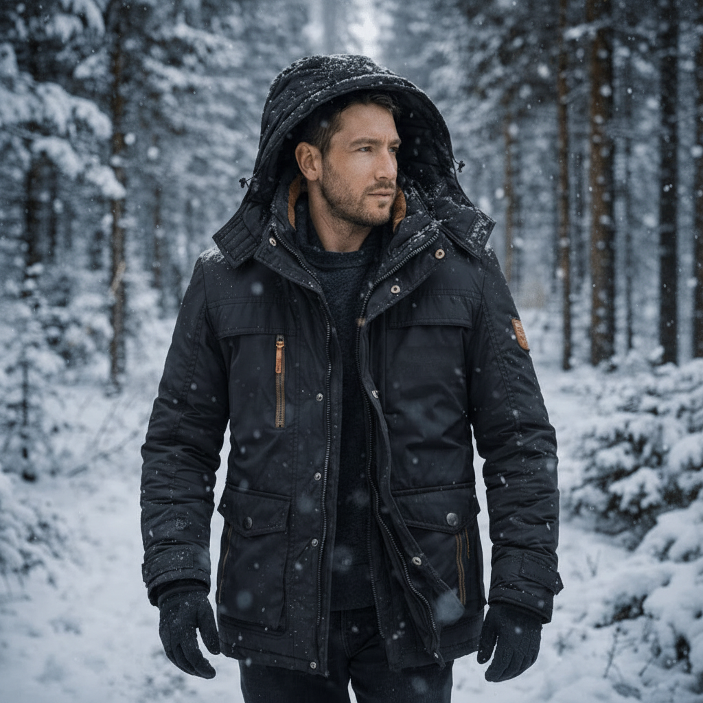 Winterjacke Herren Gefüttert Kapuze Outdoor Jacke