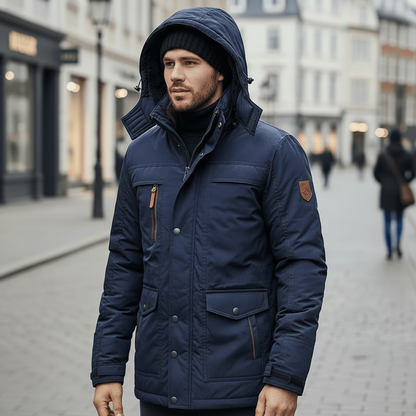 Winterjacke Herren Gefüttert Kapuze Outdoor Jacke
