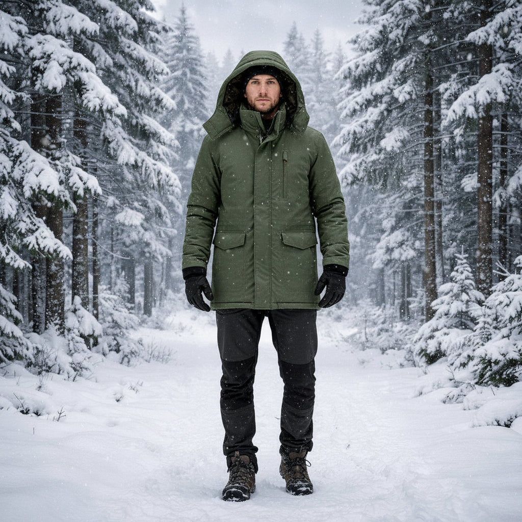 Winterjacke Herren Gefüttert Kapuze Outdoor Jacke