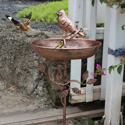 Metal Bird Bath Garden Decor Decorative Stand Garden - Image 4