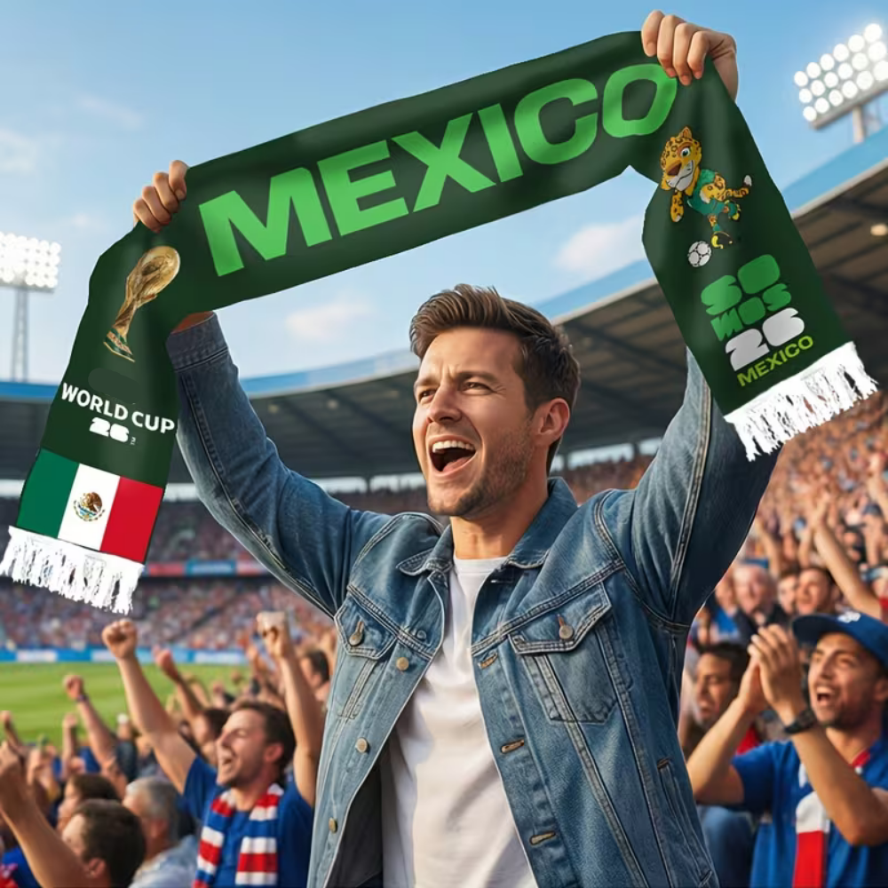 Mexico Flag Soccer Scarf Fringe Knit Supporter - Image 1